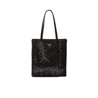 Prada 中号拼接刺绣手提包 1BG4592CZMVOO2