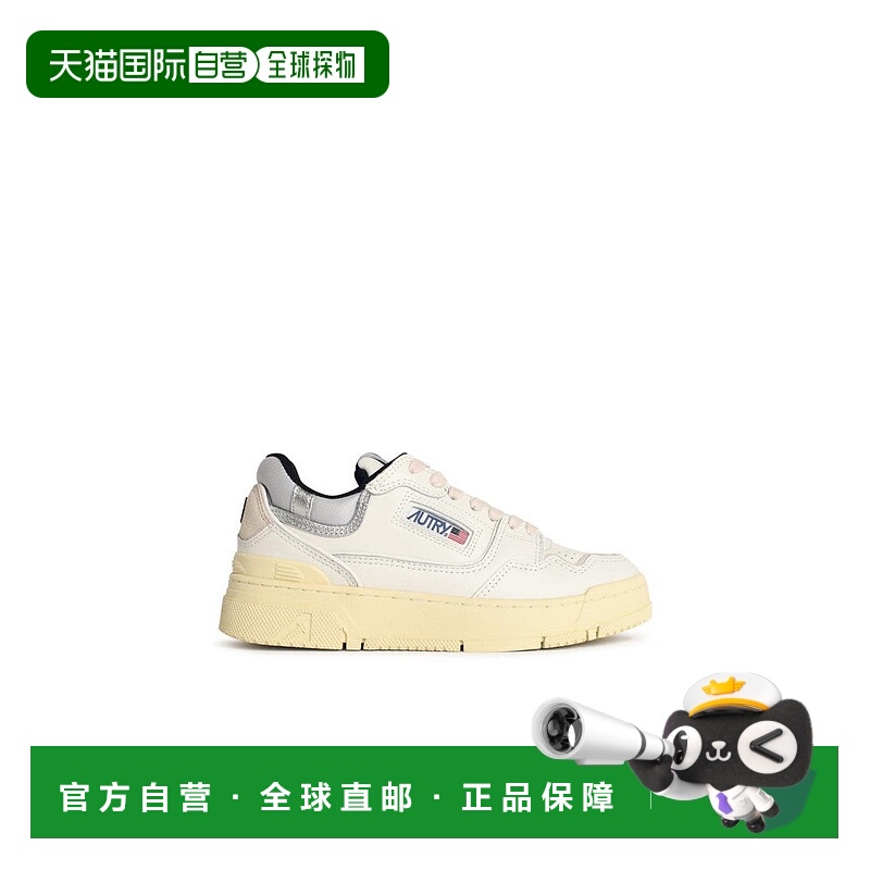 自营autry“Clc Low”白色皮革和银色绒面运动鞋-白色 美国奥莱直