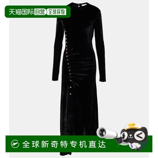 1h可退 精饰褶皱天鹅绒中长连衣裙 香港直邮Rabanne 女士