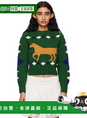 1h可退 香港直邮潮奢 Bode 女士 绿色 Diamond Corral 毛衣 WRS25