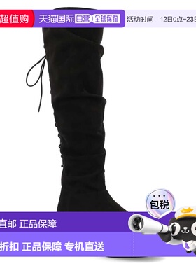 自营Journee Collection女式Mirinda Tru舒适泡棉弹力及膝长靴-黑