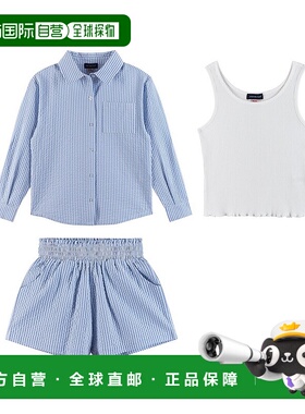 自营 andy & evanAndy&Evan梭织纽扣衬衫套装-蓝色 美国奥莱直发