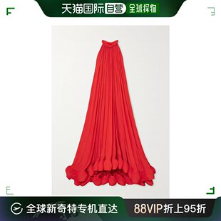 女士 香港直邮潮奢 朗雯 RWDR004 Lanvin 荷叶边查米尤斯绸缎礼服