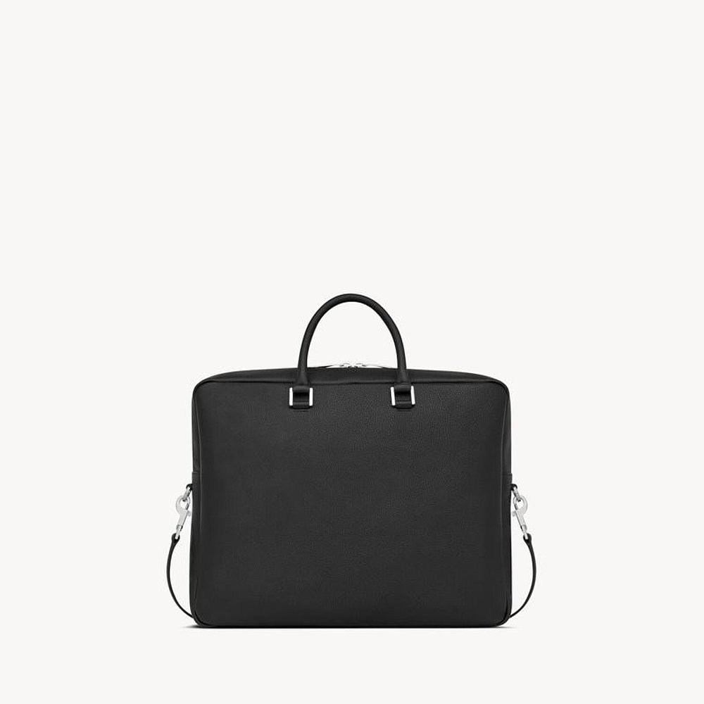 YSL圣罗兰 SAC DE JOUR系列男士黑色牛皮革手提包