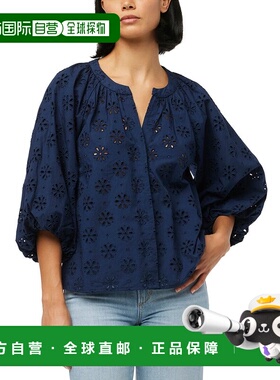 自营JOE'S Jeans The Andie Broderie Blouse - blue 美国奥莱直