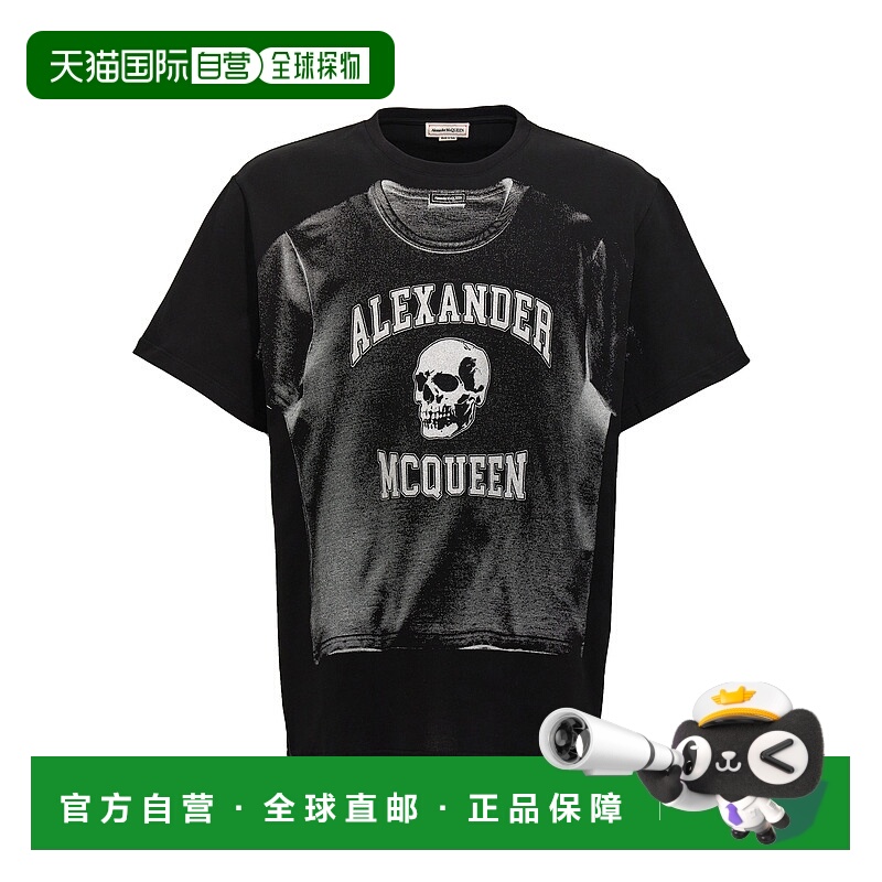 香港直邮mcqueen 亚历山大 麦昆 男士 Trompe-l'œil 学院风T恤 79