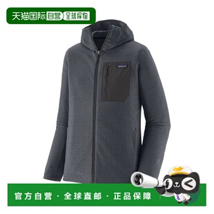 自营欧洲直邮PATAGONIA R1 AIR男士灰蓝色再生聚酯连帽抓绒衣卫衣