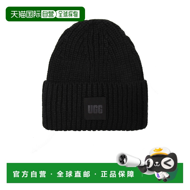 1h可退 香港直邮UGG 女士帽子 200610BLK AW2024 黑色 Rib-knit h