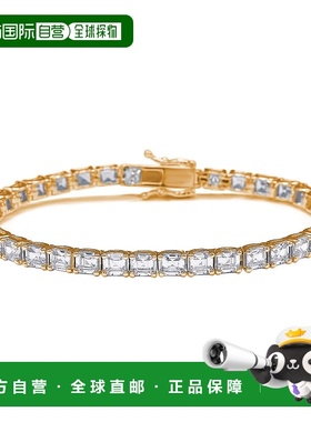 自营 Suzy Levian Rose 纯银白色 Assher 切割方晶锆石网球手链 -