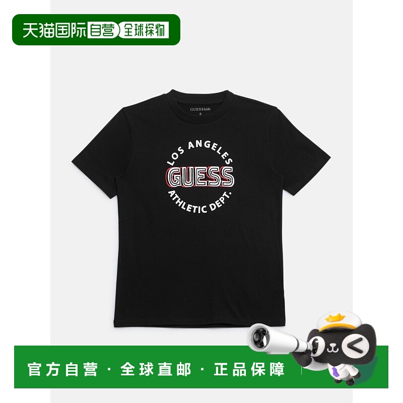 自营guessEco Round Logo Tee (7-16) - black 美国奥莱直发