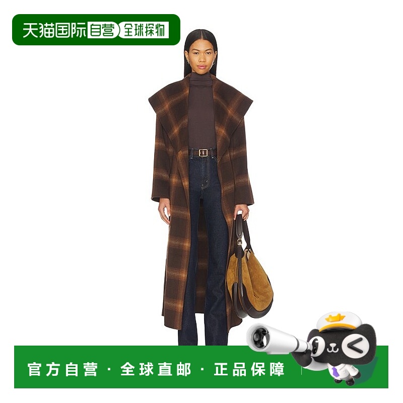 1h可退 香港直邮潮奢 Simkhai 女士 Mulholland 格子长袍大衣 525