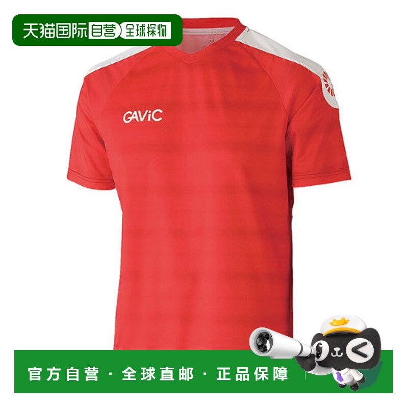 日本直邮Gavic儿童游戏衬衫T恤红色短袖速干夏季透气V领修身
