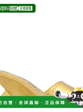 自营 the atticoAttico女士金色Cheope 60毫米金属皮革楔形骡子-