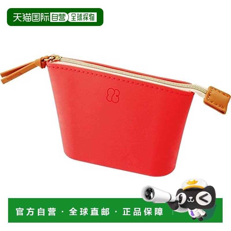 【日本直邮】Lihit Lab便携式防水拉链小包Bloomin红 A7735-3