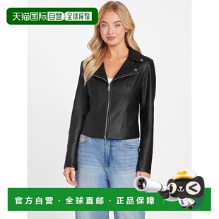 black 自营guessJacki Jacket Leather 美国奥莱直发外套 Faux