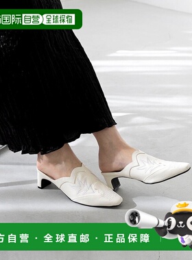 日本直邮Menue 方形头西部凉鞋穆勒鞋 ME8623BW003115