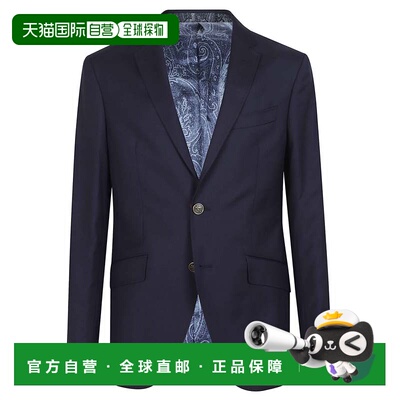 自营etroRoma Paisley衬里合身剪裁羊毛西装外套-蓝色 美国奥莱直