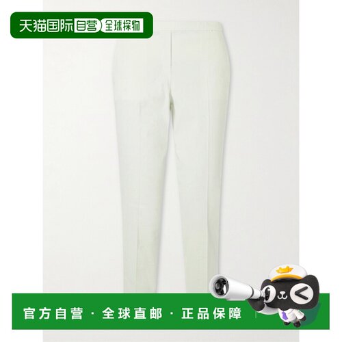 香港直邮THEORY 希尔瑞 女士 Treeca 短款弹力亚麻混纺直筒裤 K02