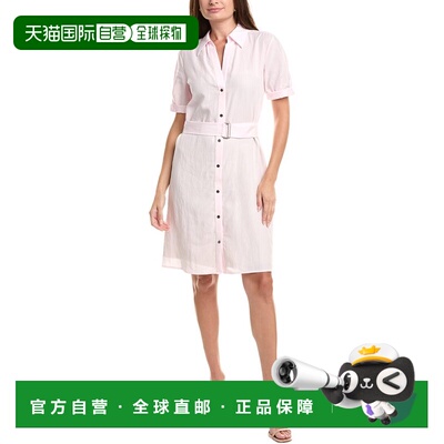 自营Vince Cuffed Belted Shirtdress - Pink 连衣裙美国奥莱直发