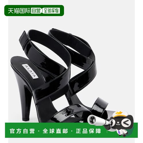 1h可退 香港直邮alaia 女士 圆锥漆皮凉鞋 black黑色 舒适时尚