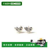 1h可退 774364 钻石三石心形K10YG黄金耳钉 日本直邮cui cui