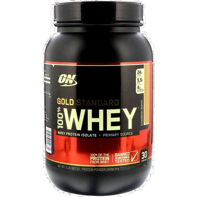 香港直发Optimum  Nutrition欧普蒙特全乳清蛋白粉草莓香蕉味907g