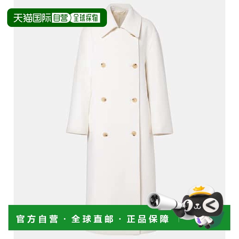 1h可退 香港直邮潮奢 toteme 女士 双排扣羊毛混纺大衣 white白色