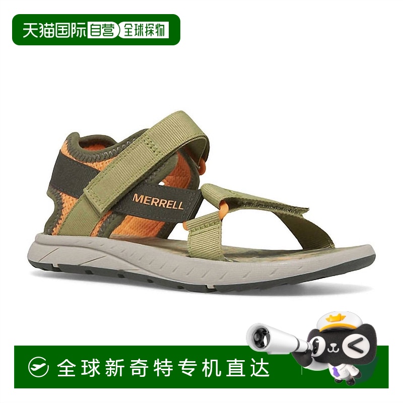 自营merrell儿童 Kahuna 网状凉鞋（橄榄色/橙色） - 橄榄色/橙色