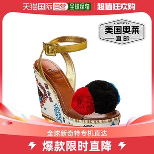 120 Christian Cycladissimo 多 Louboutin 帆布和皮革坡跟凉鞋