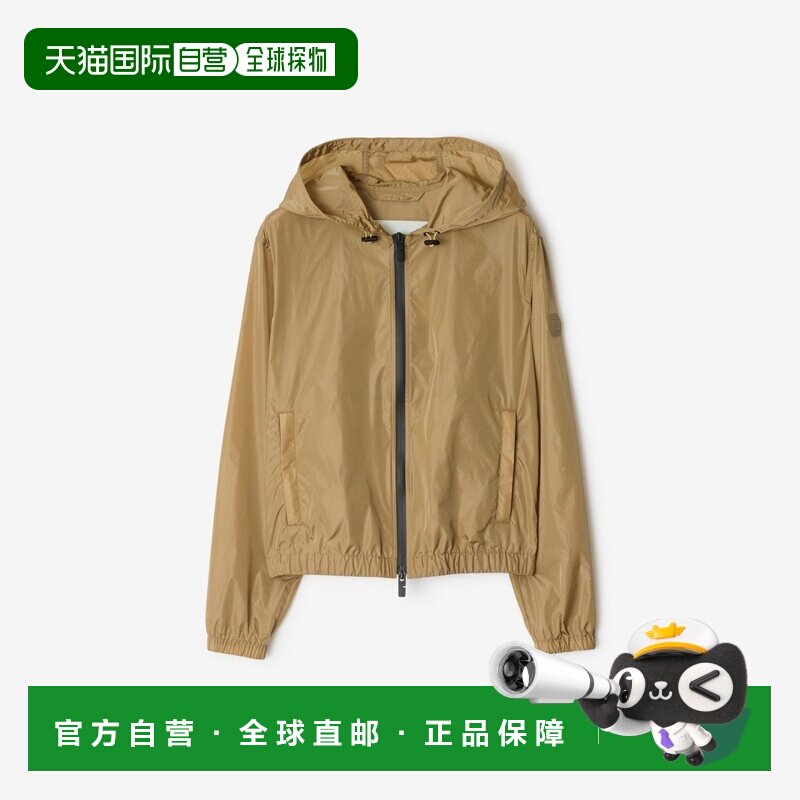 自营欧洲直邮Burberry博柏利 Knight男士连帽亚麻色尼龙夹克外套