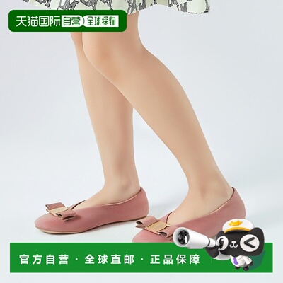 自营salvatore ferragamoFerragamo Vara Bow 天鹅绒平底鞋 - 粉