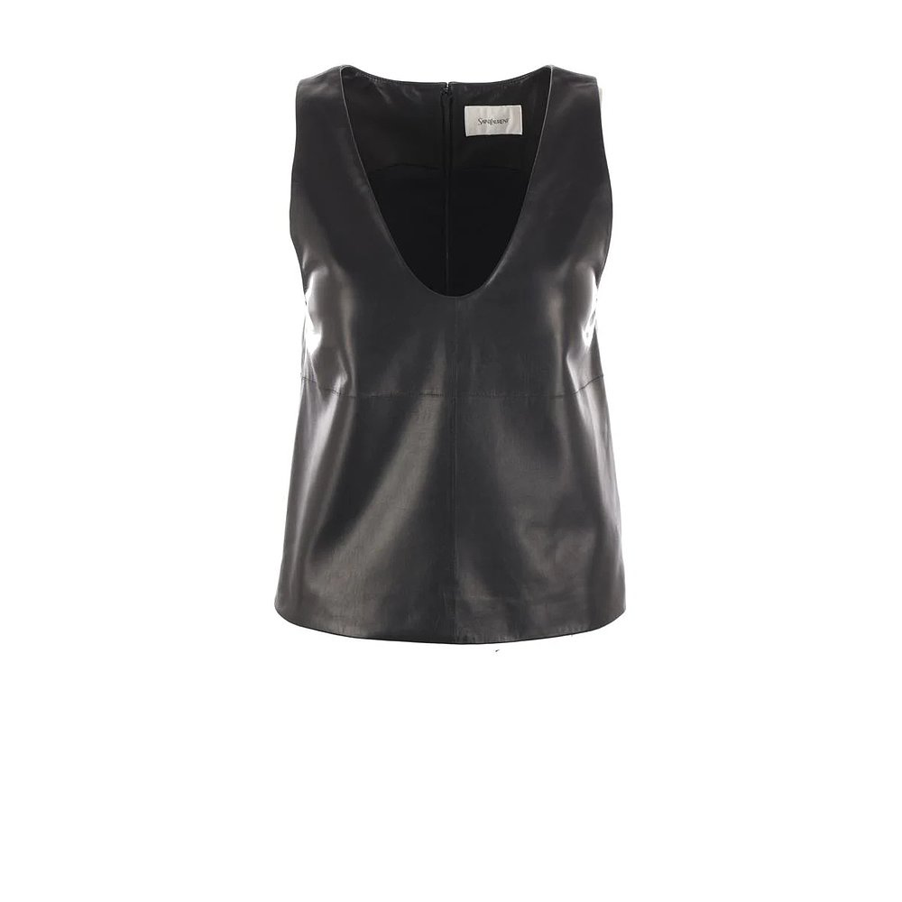 SAINT LAURENT 女士T恤 808997YCRO21000 黑色 无袖上衣