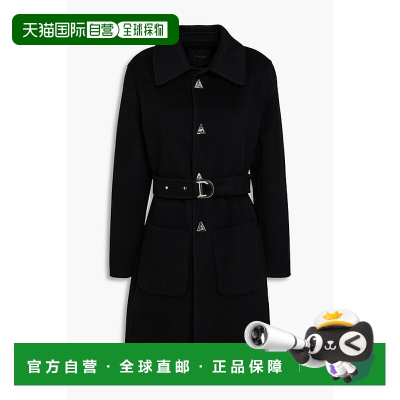 1h可退 香港直邮潮奢 Maje 女士 束带羊毛混纺毛毡大衣 MFPOU0131