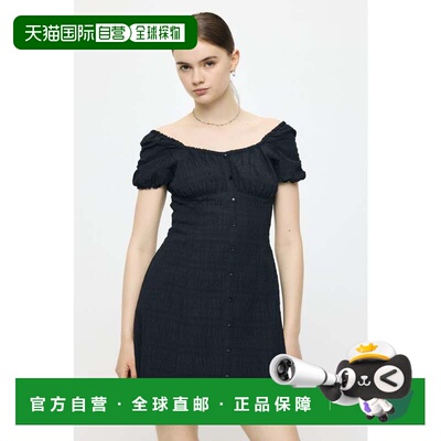 日本直邮MOUSSY 2WAY SHIRRING MINI 一字肩连衣裙 黑色包臀裙
