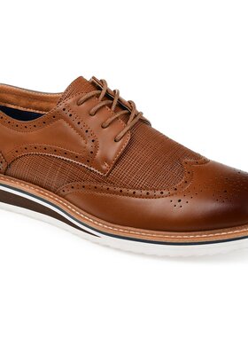 【美国奥莱】直发 Vance Co. Warrick 宽幅翼尖德比鞋 - 棕色
