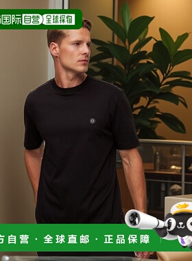 自营 Hugo Boss 男式 Taut 01 短袖圆领 T 恤，黑色 - 黑色 美国