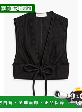 1h可退 香港直邮ZIMMERMANN 女士 短款亚麻真丝混纺上衣 9196TMAT