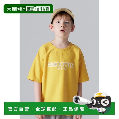 1h可退 日本直邮Smoothy 儿童款美国颜料刺绣T恤 宽松舒适度天竺