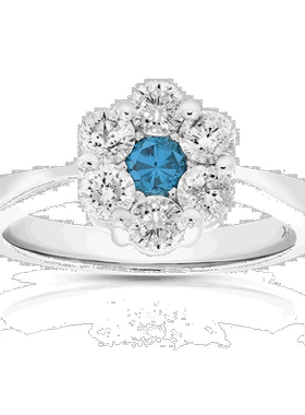 自营vir jewels1 cttw 蓝色和白色钻石订婚戒指 14K 白金 - 白色