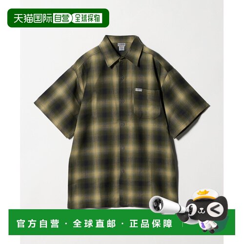 1h可退 日本直邮CalTop 男士 渐变格纹短袖衬衫 12164000004