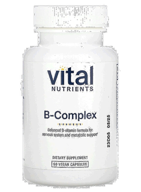 香港直邮Vital Nutrients,B 族复合物，60 粒素食胶囊促进胱氨酸