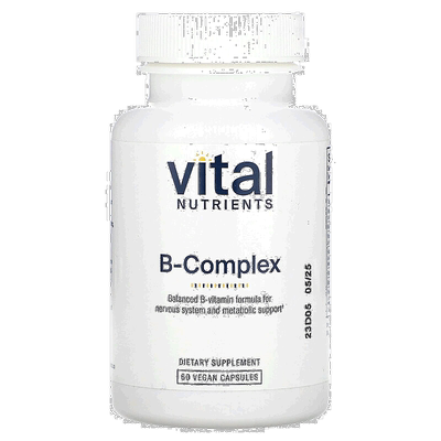 香港直邮Vital Nutrients,B 族复合物，60 粒素食胶囊促进胱氨酸