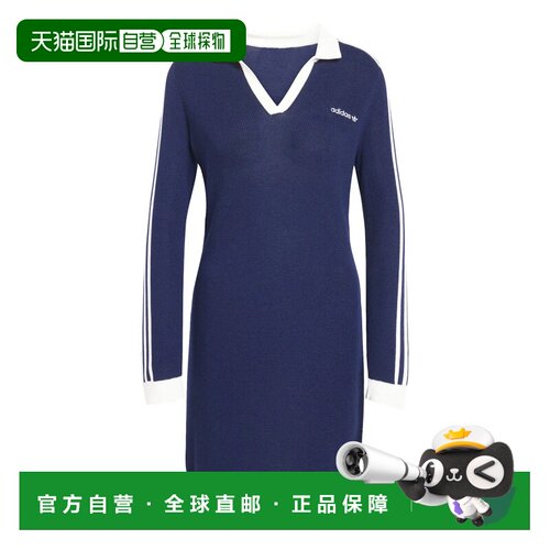 日本直邮adidas Originals KNITTED POLO DRESS 连衣裙 夜蓝/米白
