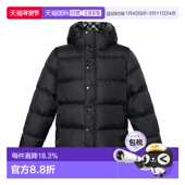 男士 自营欧洲直邮Burberry 博柏利 黑色锦纶纯色拉链开合连帽羽绒