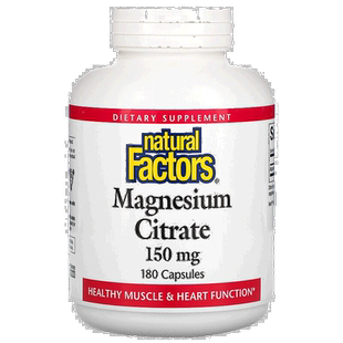 香港直发natural factors柠檬酸镁有助肌肉健康180粒