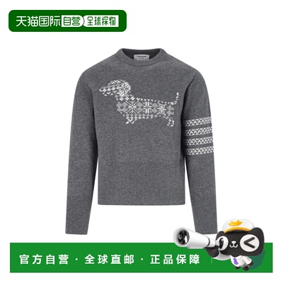 香港直邮潮奢 Thom Browne 汤姆 布朗 男士 灰色毛线衫 MKA573AY1