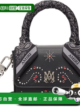 1h可退 香港直邮AMIRI 女士 黑色 Micro MA Stud 手提包 AWHABA10