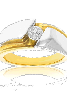 自营vir jewels1/2 克拉男士钻石订婚戒指 18K 黄金和铂金 - 白色