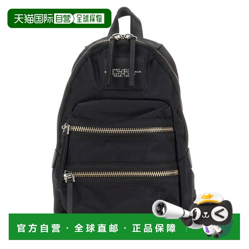 自营marc jacobs中号黑色背包，搭配圆形轮廓和银色五金配件-黑色
