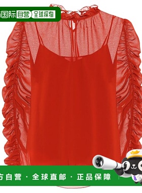 1h可退 香港直邮chloe 女士 Crêpe 衫 red红色 舒适时尚